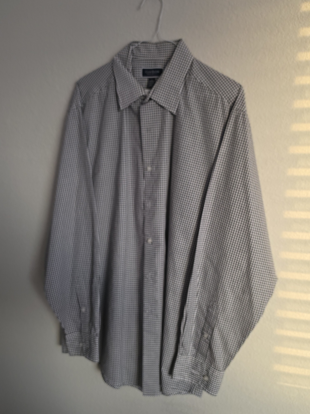 Club Room Men's Gray and White Check Dress Shirt